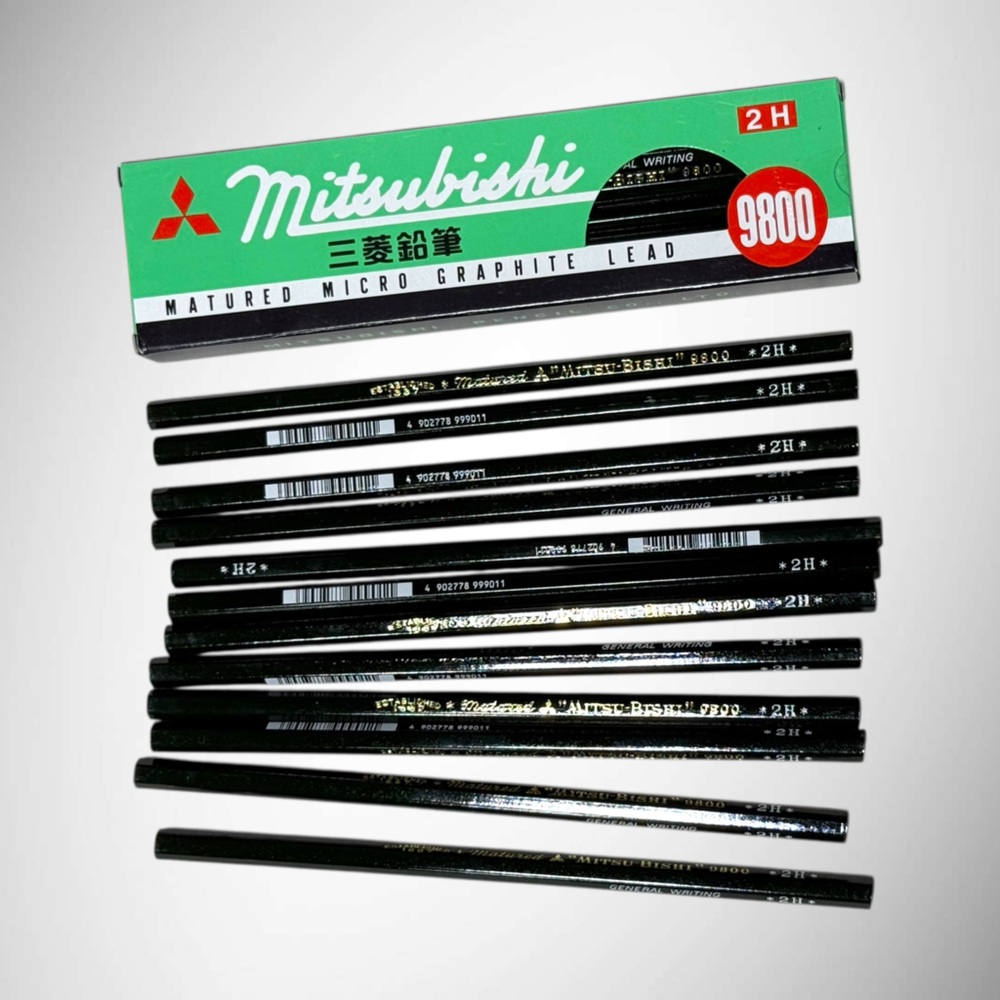 Mitsubishi Matured Micro Graphite Lead “Mitsu-Bishi” 9800 2H Three Boxes NEW - Picture 1 of 4